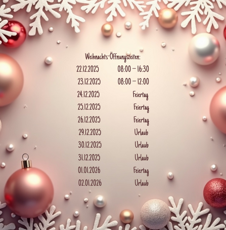 Weihnachts-Öffnungszeiten